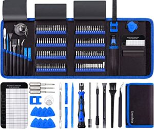 precision screwdriver set, computer tool kit, 146 pcs laptop screwdriver kit with 123 bits, magnetic mat, suit for pc, iphone, macbook, tablet, ps4, xbox, switch, game console and other electronics