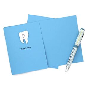 Tooth Thank You Cards Pack of 10 Aqua Blue with smile Handmade Greeting