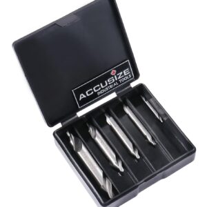 Accusize Industrial Tools 5pc ANSI M42 (H.S.S. + 8% Cobalt) Center Drill Set, 0556-5500