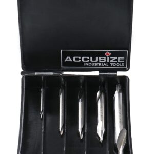 Accusize Industrial Tools 5pc ANSI M42 (H.S.S. + 8% Cobalt) Center Drill Set, 0556-5500