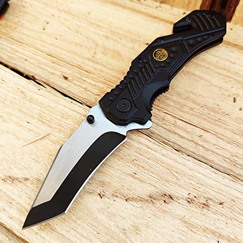 Pocket Knife Outdoor Survival Utility Knife,Aluminum handle 4-1/2Closed