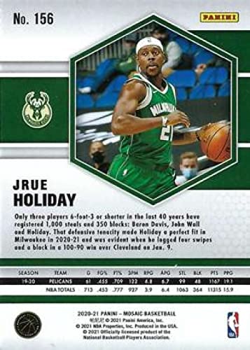 2020-21 Panini Mosaic #156 Jrue Holiday Milwaukee Bucks Official NBA Basketball Trading Card in Raw (NM or Better) Condition