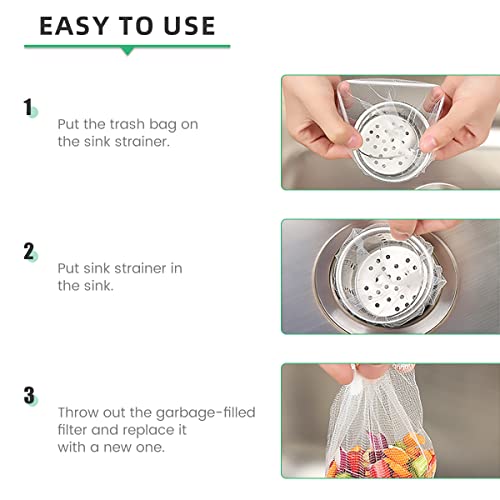 300 Pcs Kitchen Sink Strainer Bags Disposable Sink Garbage Bags,Sink Filter Net, Suitable for Kitchen and Bathroom Sink Drainage,for Collecting Kitchen Food Waste Leftover Garbage(300 3.54×3.54IN)