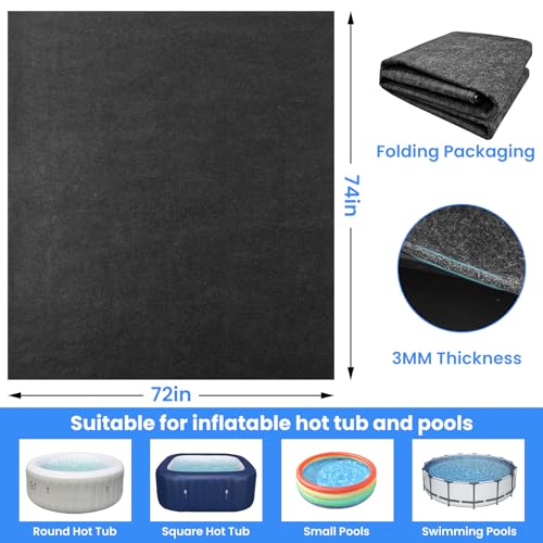 ZOMOFEW 74"x 72" Hot Tubs Mat, Above-Ground Pool Protector Mat,Water-Absorbent Hot Tub Flooring Protector,Anti-Slip and Waterproof Backing,Reusable Durable Washable Mat for Outdoor Hot Tub Pool