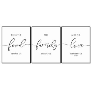 bless the food before us kitchen wall art dining room decor kitchen signs bible verse kitchen decor wall artwork gift new home decor set of 3 unframed (11x14 inch)