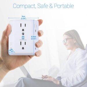 Unidapt Multi Plug 6 Outlet Extender, 2 Pack Surge Protector Wall Splitter, 1800J Power Strip 3 Side Wide Spaced Adapter Multiple Charger Expander, Mountable Wall Tap for Office Home Travel ETL Listed