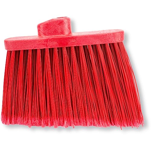 SPARTA Plastic Broom Head, Angled, Flagged for Small Debris Indoor, Outdoor, Home, Restaurant, Lobby, Office, 12 Inches, Red (Pack of 12)