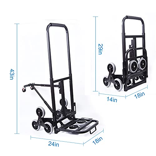 Heavy Duty Stair Climbing Cart 330lb Capacity Suitable for Small Refrigerators Washing Machines,All Terrain Portable Folding Stair Climber Hand Truck with 6 Wheels