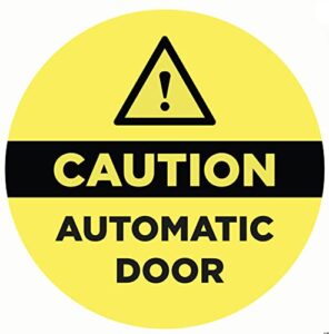 clever signs 4-pack caution automatic door decals for glass door, two-sided, caution automatic door stickers, 6 inches