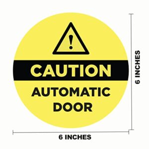 CLEVER SIGNS 4-Pack Caution Automatic Door Decals for Glass Door, Two-Sided, Caution Automatic Door Stickers, 6 inches