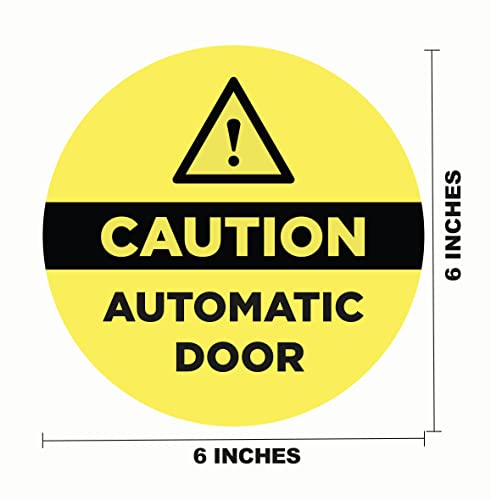 CLEVER SIGNS 4-Pack Caution Automatic Door Decals for Glass Door, Two-Sided, Caution Automatic Door Stickers, 6 inches