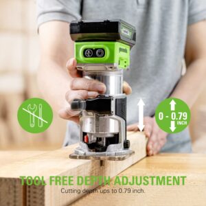 Greenworks 24V Brushless Compact Router with 2Ah Battery and Charger