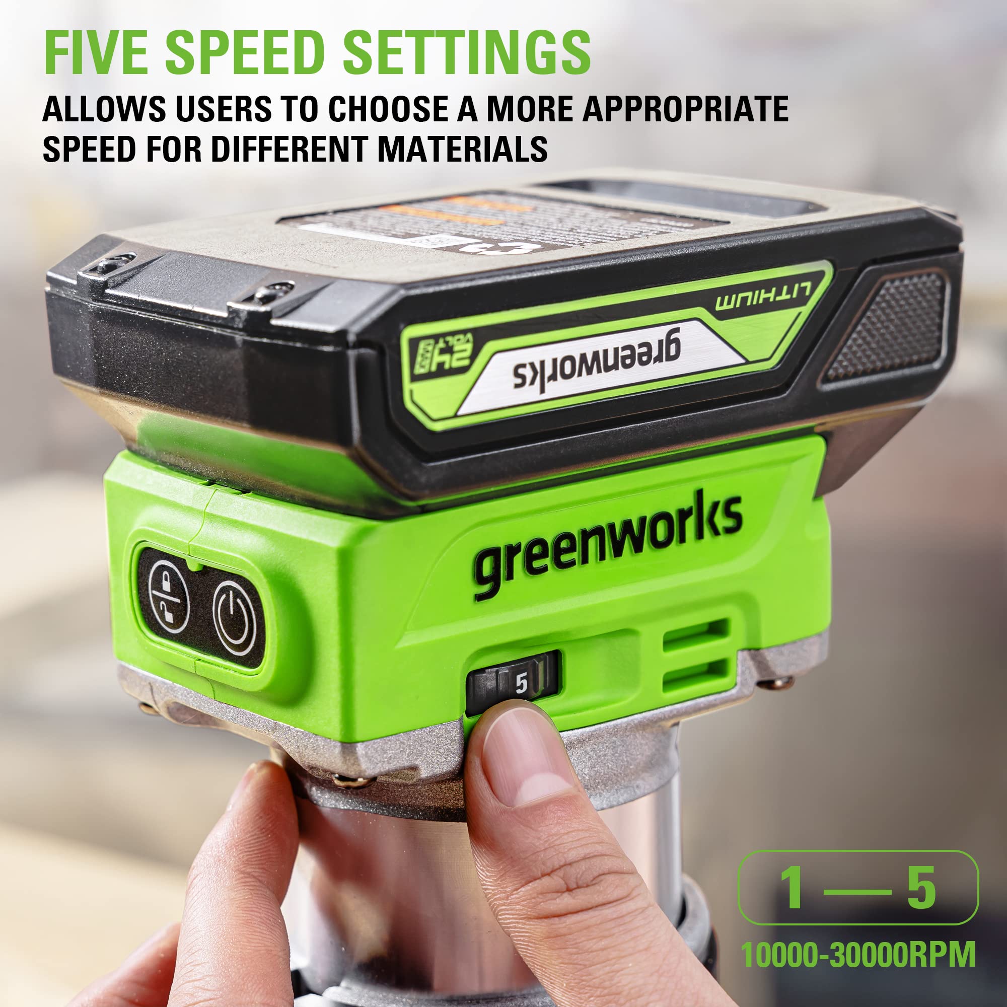 Greenworks 24V Brushless Compact Router with 2Ah Battery and Charger