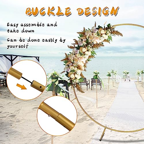 Round Backdrop Stand Circle Arch, 6.5ft Golden Aluminum Balloon Arch Kit for Party Decoration Wedding Arch Flower Ring Stand Harfirbe