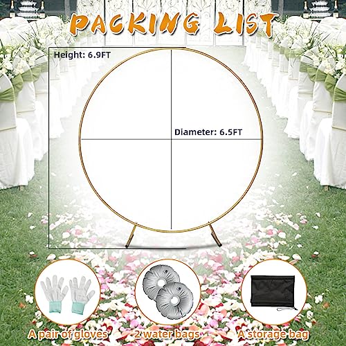 Round Backdrop Stand Circle Arch, 6.5ft Golden Aluminum Balloon Arch Kit for Party Decoration Wedding Arch Flower Ring Stand Harfirbe