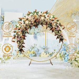 Round Backdrop Stand Circle Arch, 6.5ft Golden Aluminum Balloon Arch Kit for Party Decoration Wedding Arch Flower Ring Stand Harfirbe