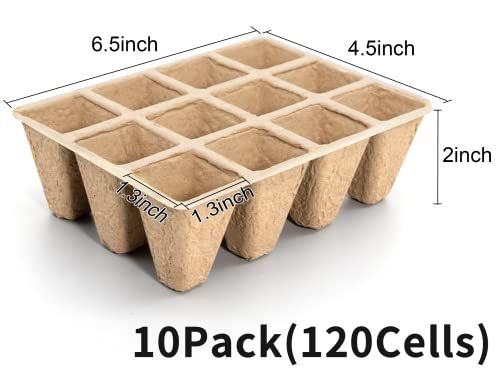 SYITCUN 100 Cells Seed Starter Tray, 10 Pack Seed Starter Kit for Planting Seeds,Biodegradable Peat Pots, Value Germination Kit with 100 Plant Labels, 2 Transplanting Tools, 1 Spray Bottle