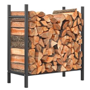 caduke 2ft firewood rack outdoor fire wood holder indoors fireplace log holder for firewood storage wood stackers for outside, black