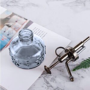 XXXFLOWER Glass Plant Mister Spray Bottle for Indoor Plant Spritzer Succulent Watering Bottle with Bronze Plastic Pump Watering Can Vintage Small Pot (grey)