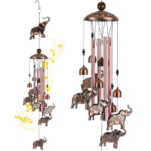 grednfhat elephant wind chimes for outside elephant gift, unique windchimes garden decoration outdoor clearance copper wind chime christmas birthday gifts for women mom grandma (elephant)