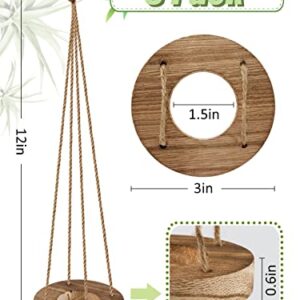 6 Pcs Hanging Wooden Air Plant Holder - 3" Round Wooden Air Plant Hanger with Jute Ropes, Rustic Air Plant Stand Tillandsia Succulent Display Container for Home Office Decor (Plants Not Included)