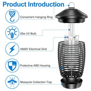 PALONE Bug Zapper 20W 4500V for Outdoor and Indoor High Powered Electric Mosquito Zappers Killer, Insect Fly Trap for Home Backyard Patio