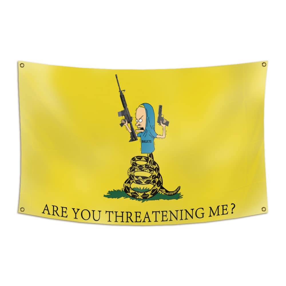 DESFLOPY Are You Threatening Me Flag 3x5Ft Banner For College Dorm Room Man Cave Frat Wall Outdoor Dec