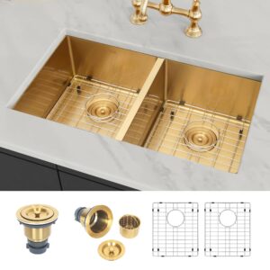 lqs undermount kitchen sink double bowl 31 inch gold colour, stainless steel double bowl kitchen sink, double bowl kitchen sinks with accessories