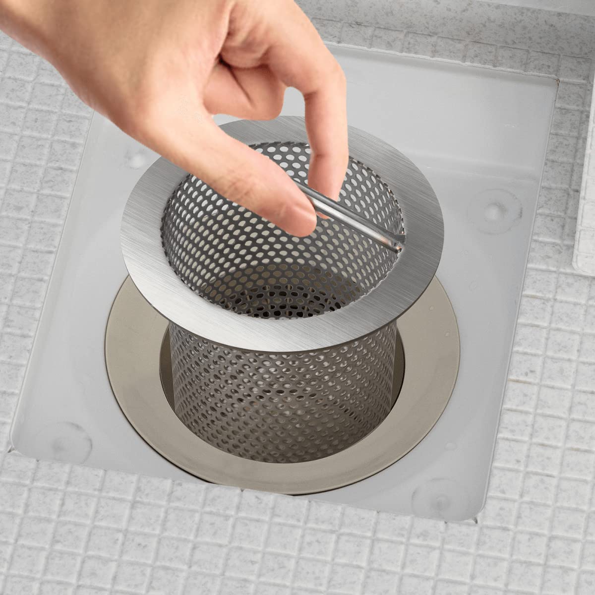 HOTYELL 4" Commercial Floor Drain Strainer, 6'' High, Thick Stainless Steel and Finely Polished Drain Basket