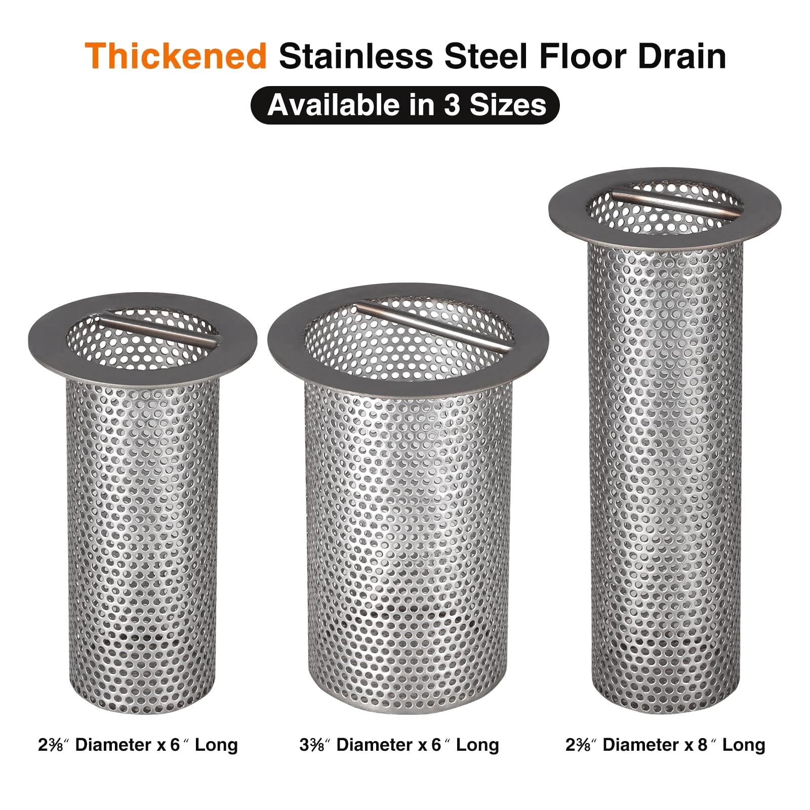 HOTYELL 4" Commercial Floor Drain Strainer, 6'' High, Thick Stainless Steel and Finely Polished Drain Basket