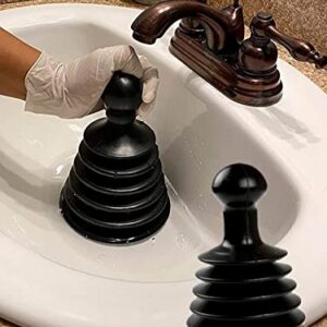 Plunger Mighty Tiny Plunger Designed for Bathroom Kitchen Sinks, Perfect for RV’s. Unclogs Fast & Easy , Black Sink and Drain Plunger for Bathrooms, Kitchens, Sinks, Baths and Showers. Small Powerful