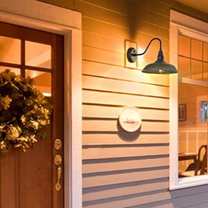 GOALPLUS 10in. Dusk to Dawn Outdoor Gooseneck Barn Light, Matte Black Exterior Wall Mount Light Fixture, Farmhouse Waterproof Wall Sconce for Porch, Patio and Garage, 2 Pack, LMMS2201-2P