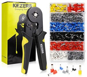kezers ferrule crimping tool kit,awg23-7 self-adjustable ratchet crimping pliers set with 1250pcs wire ferrules wire terminal crimp connectors wire crimping tool kit crimping pliers set