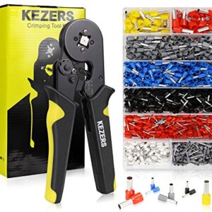 KEZERS Ferrule Crimping Tool Kit,AWG23-7 Self-Adjustable Ratchet Crimping Pliers Set with 1250pcs Wire Ferrules Wire Terminal Crimp Connectors Wire Crimping Tool Kit Crimping Pliers Set