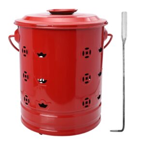 doitool 1 set incinerator can stainless steel burn barrel household burning paper bucket with hooks barrel fire pit burn cage for paper leaf yard waste trash 9. 04x9. 04x7. 47inch