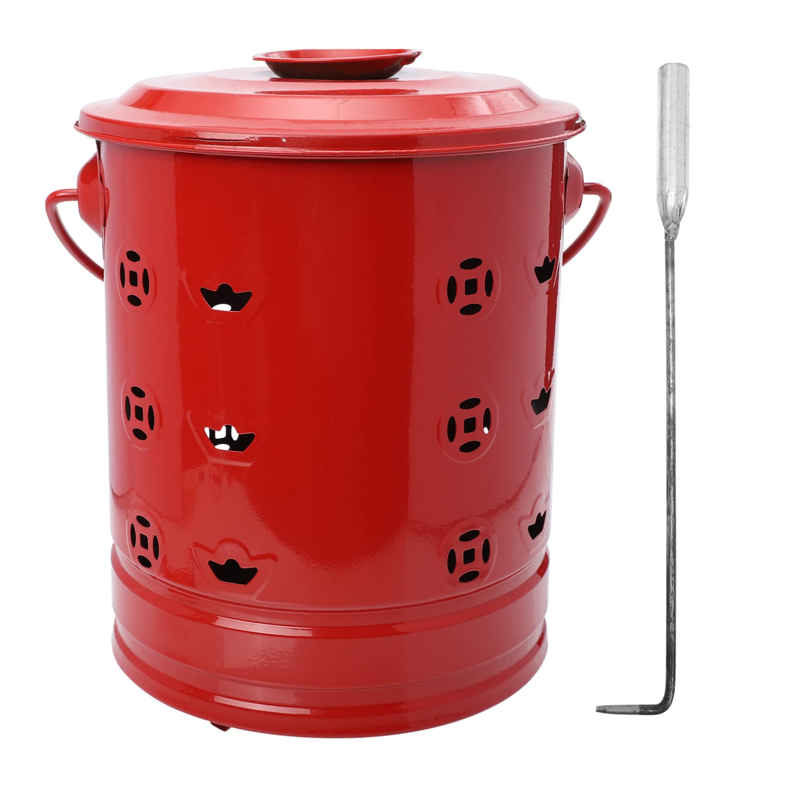 DOITOOL 1 Set Incinerator Can Stainless Steel Burn Barrel Household Burning Paper Bucket with Hooks Barrel Fire Pit Burn Cage for Paper Leaf Yard Waste Trash 9. 04X9. 04X7. 47inch