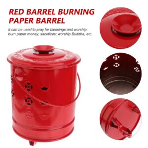 DOITOOL 1 Set Incinerator Can Stainless Steel Burn Barrel Household Burning Paper Bucket with Hooks Barrel Fire Pit Burn Cage for Paper Leaf Yard Waste Trash 9. 04X9. 04X7. 47inch