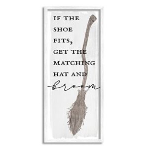stupell industries if shoe fits get matching broom halloween phrase white framed wall art, 13 x 30