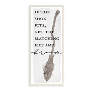 stupell industries if shoe fits get matching broom halloween phrase wall plaque, 7 x 17, white