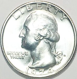 1974 d bu washington quarter choice uncirculated us mint
