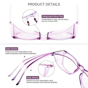 joohoo Anti Fog Safety Glasses for Women, PPE Nursing Goggles Eye Protection for Nurses,Medical Protective Eyewear Lab Glasses, Surgical Goggles Glasses Blue light Filter, Color: Purple