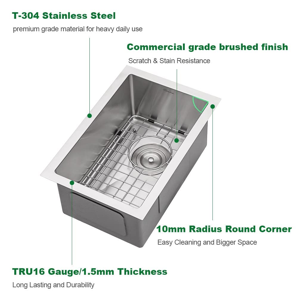 30 Undermount Kitchen Sink - Sarlai 30" Stainless Steel 16 Gauge Single Bowl Sinks, 30x18 Inch Sturdy Deep Bowl Basin Sink