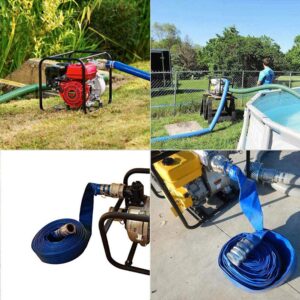 2" x 100' Blue PVC Backwash Hose for Swimming Pools, Heavy Duty Discharge Hose Reinforced Pool Drain Hose, with 2 inch Type A Cam and Groove Hose Fitting