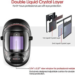 Tekware Auto Darkening Welding Helmet, Ultra Large Viewing Screen True Color Welder helmet, 4 Arc Sensor Welding Hood, Lightweight Hemispherical 4C Lens Welding Mask, Variable Shade 4~5/9-9/13