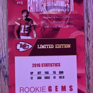 Patrick Mahomes II 2017 NFL Gold Rookie Gems Card RC Kansas City Chiefs