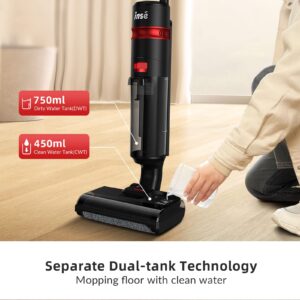 INSE Wet Dry Vacuum Cleaner Lightweight Cordless Vacuum and Mop for Hard Floors Wet-Dry Cleaning with LED Display and Voice Assistance-W5