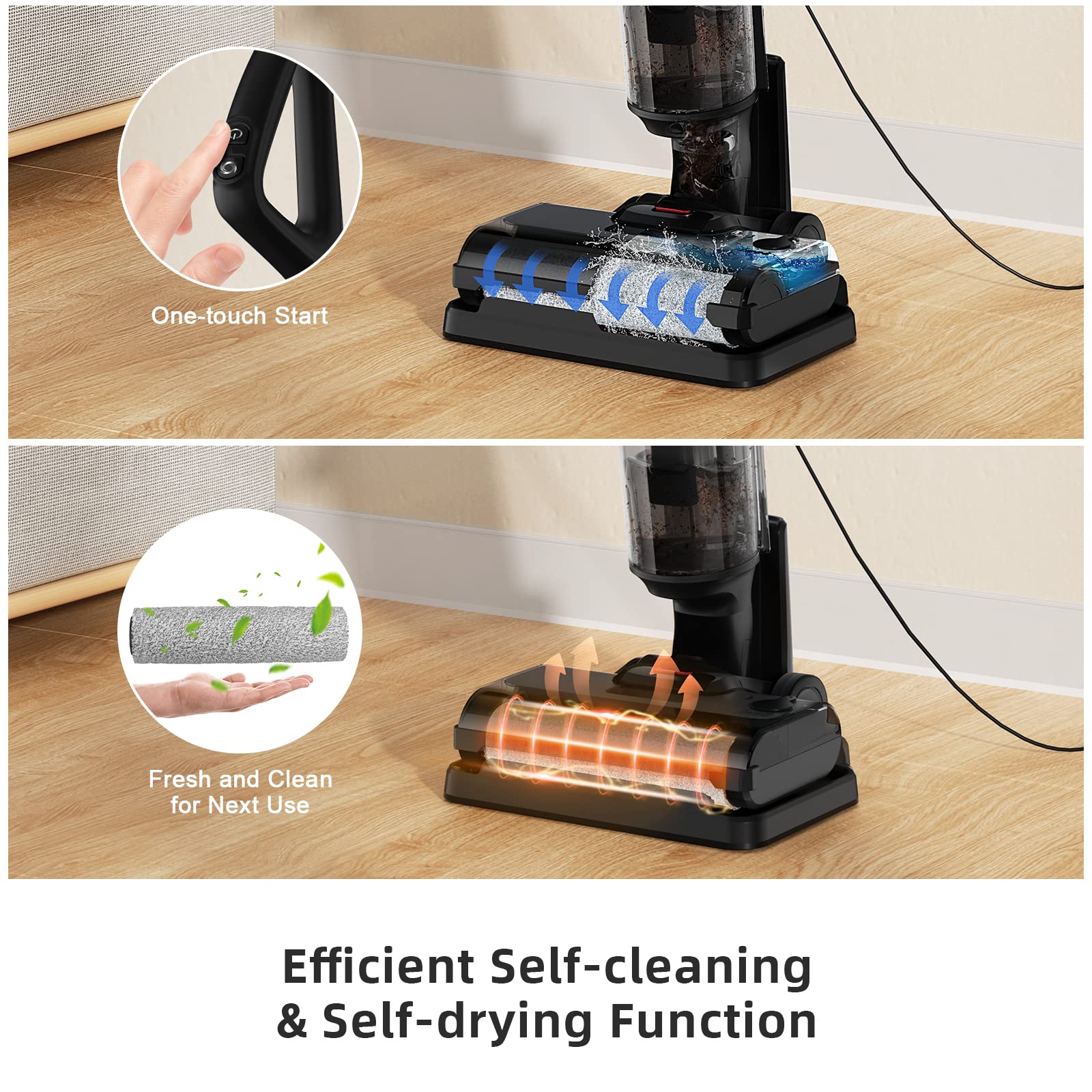 INSE Wet Dry Vacuum Cleaner Lightweight Cordless Vacuum and Mop for Hard Floors Wet-Dry Cleaning with LED Display and Voice Assistance-W5