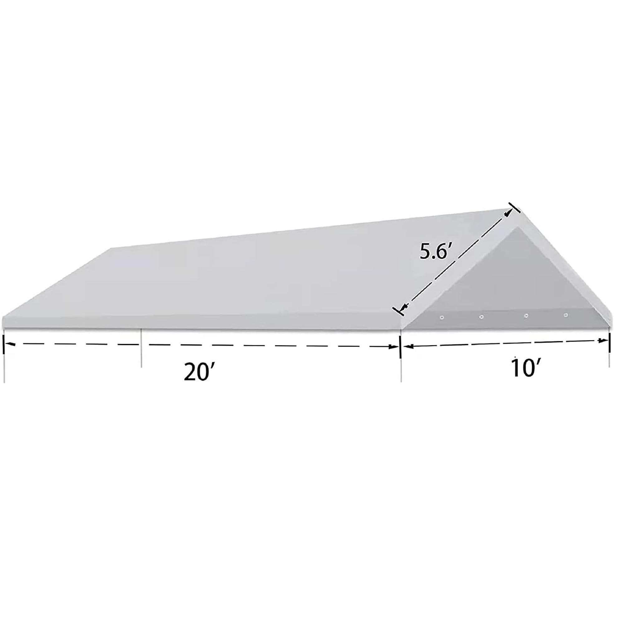 TGEHAP 10'x20' Carport Replacement Top Canopy Cover White for Car Garage Top Tarp Shelter Waterproof & UV Protected w/Ball Bungees (Only Top Cover, Frame is not Included)