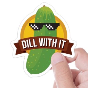 dill with it pickle sticker funny stickers for hydroflask - cool quote decals for laptop - sunglasses deal with it meme sticker for guys
