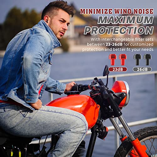 Hearprotek Motorcycle Ear Plugs, [2 Pairs] reusable high fidelity ear plugs for wind noise reduction & hearing protection-discreet motorbike earplugs for motorcycles,racing,concerts,work,safety,travel